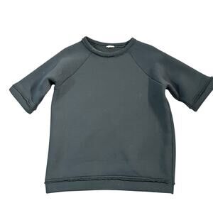 Aakasha 100% French Terry Cotton BlackShort Sleeve Sweatshirt Loose Fit XS